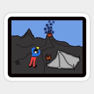 Tourist at the volcano Sticker